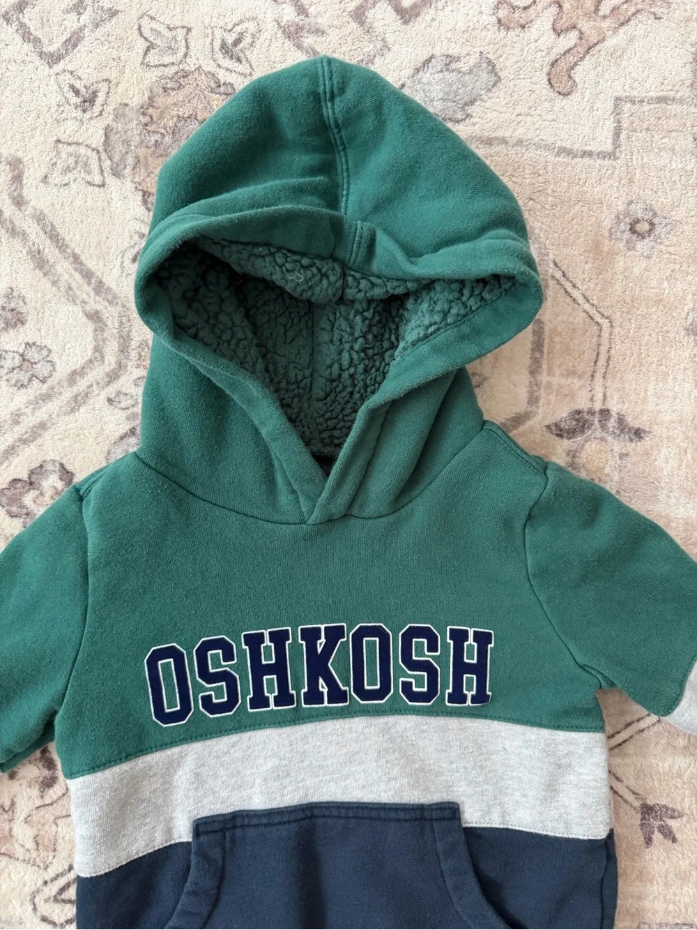 OshKosh B'gosh Green, Navy & Gray Hooded Colorblock Sweatshirt